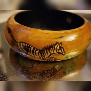 Vintage painted Zebra Wood bangle Made in India